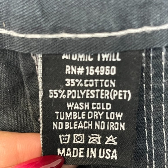 Origin Twill Pants Mens 34 Black Cotton Straight Leg Logo Contrast Stitching - Picture 6 of 14